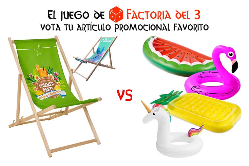 Tumbona de playa con estampado personalizado a todo color, y colchonetas y flotadores inflable gigantes personalizados con vuestro logo